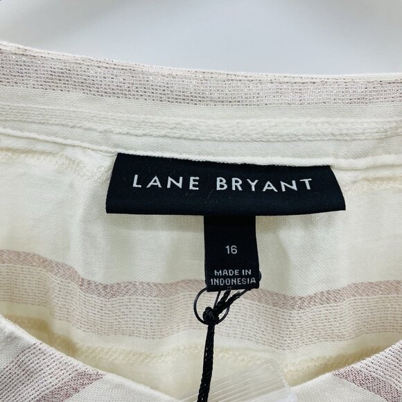 Lane Bryant Womens Plus Size 16 Hidden Button Metallic Stripe Peplum Tunic 2601 - Picture 7 of 11